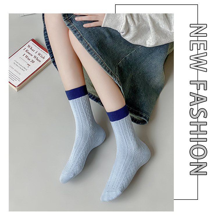 Meias Meia-Altura de Algodão com Letras