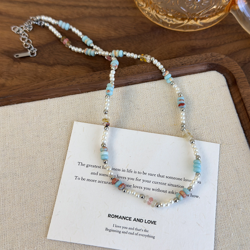 Stone Imitation Pearl Beaded Necklace