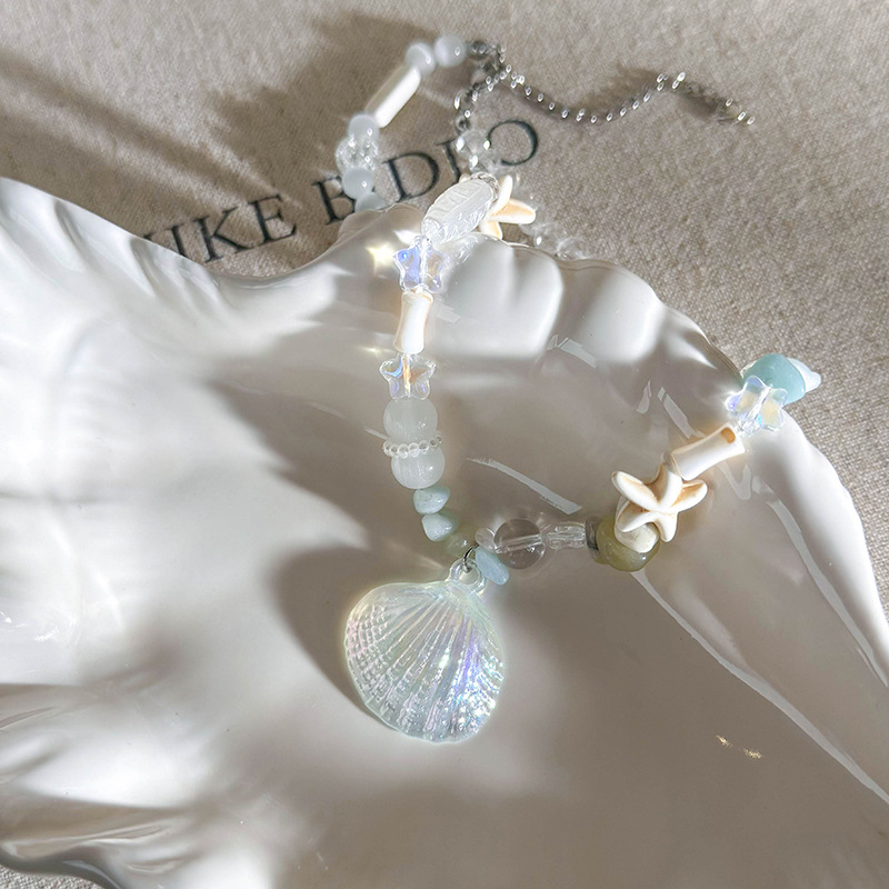 สร้อยคอหินธรรมชาติเปลือกหอยดวงดาว