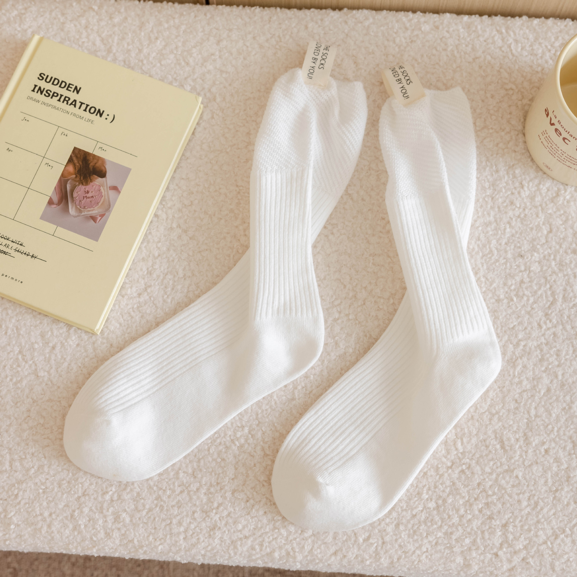 Meias Mid-Calf de Algodão