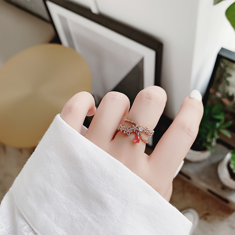 Floral Heart Open Ring