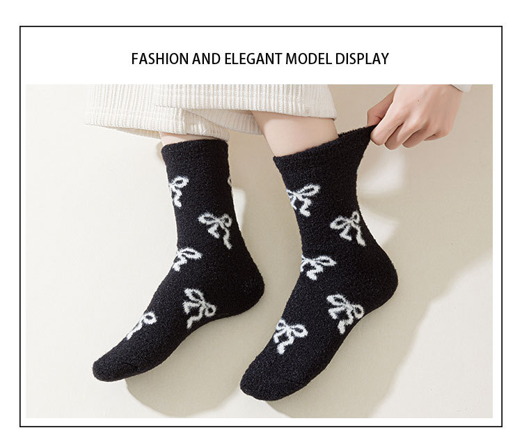 Meias Mid-Calf Forradas com Laço