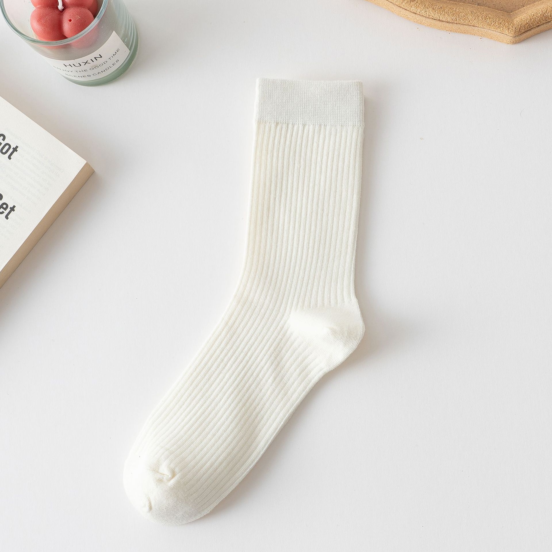 Meias Meia-Canela Cor Sólida para Mulheres