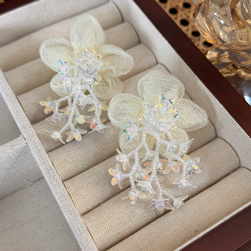 메쉬 플라워 이어링