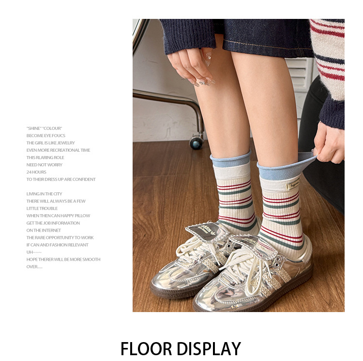 Dámské Žebrované Pruhované Podkolenky Slouch