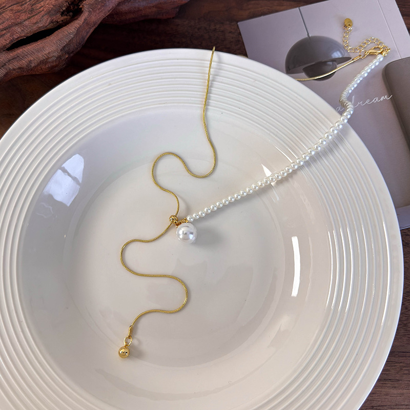 펄 스네이크 체인 목걸이