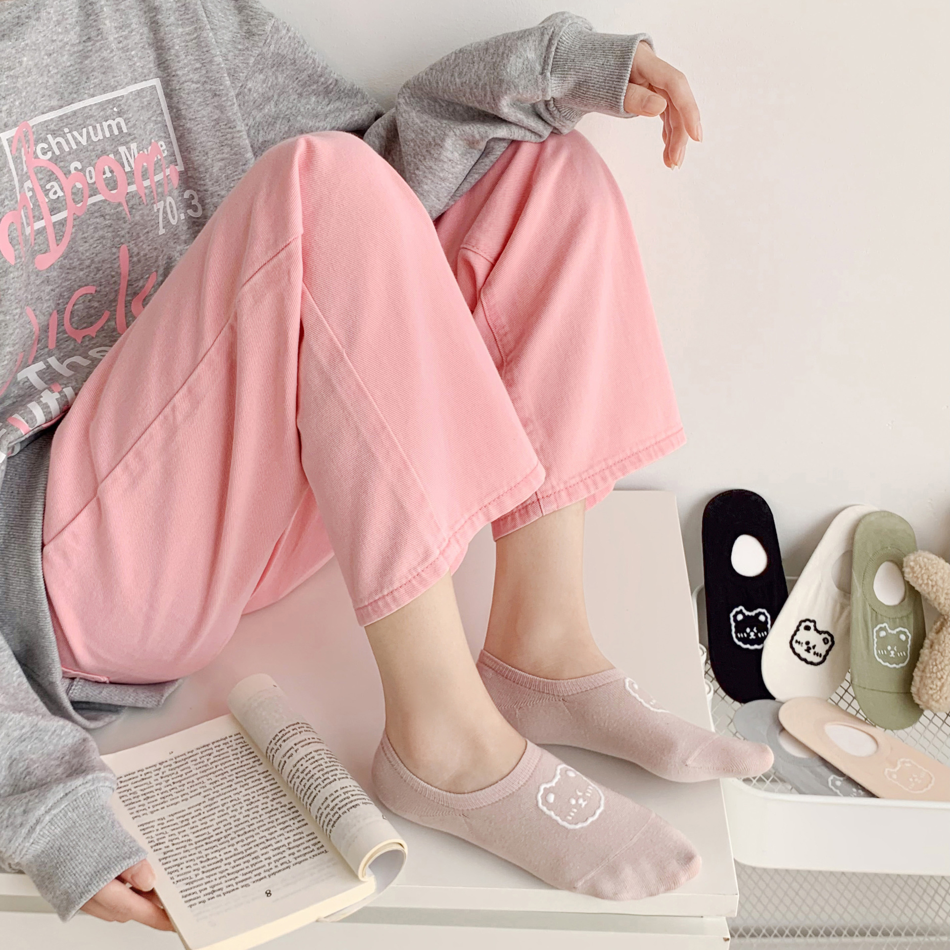 Κάλτσες No-Show με Print Cartoon Αρκούδα