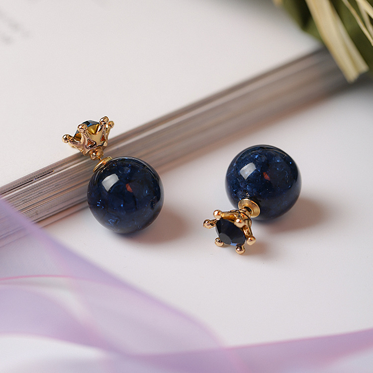 양면 크라운 크리스탈 귀걸이