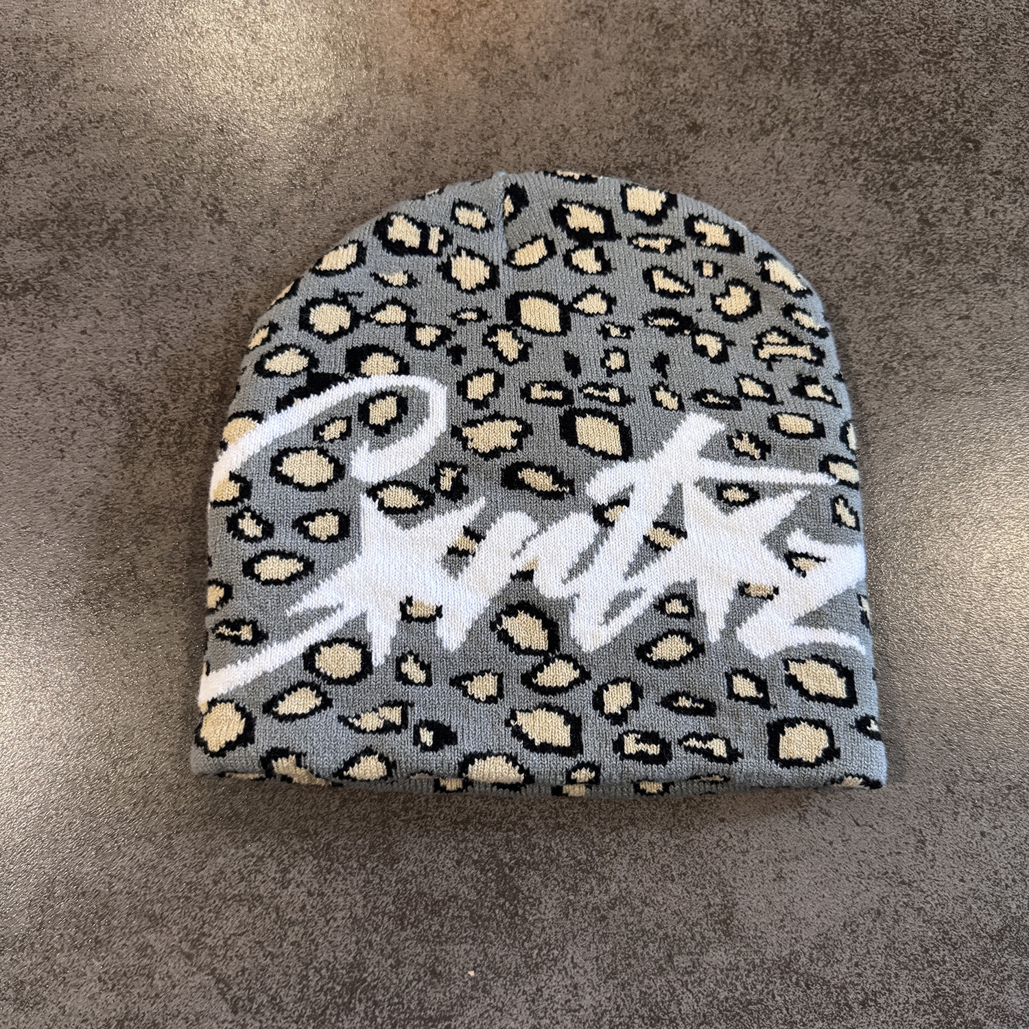 Gorro de Malha Jacquard Estampado Leopardo