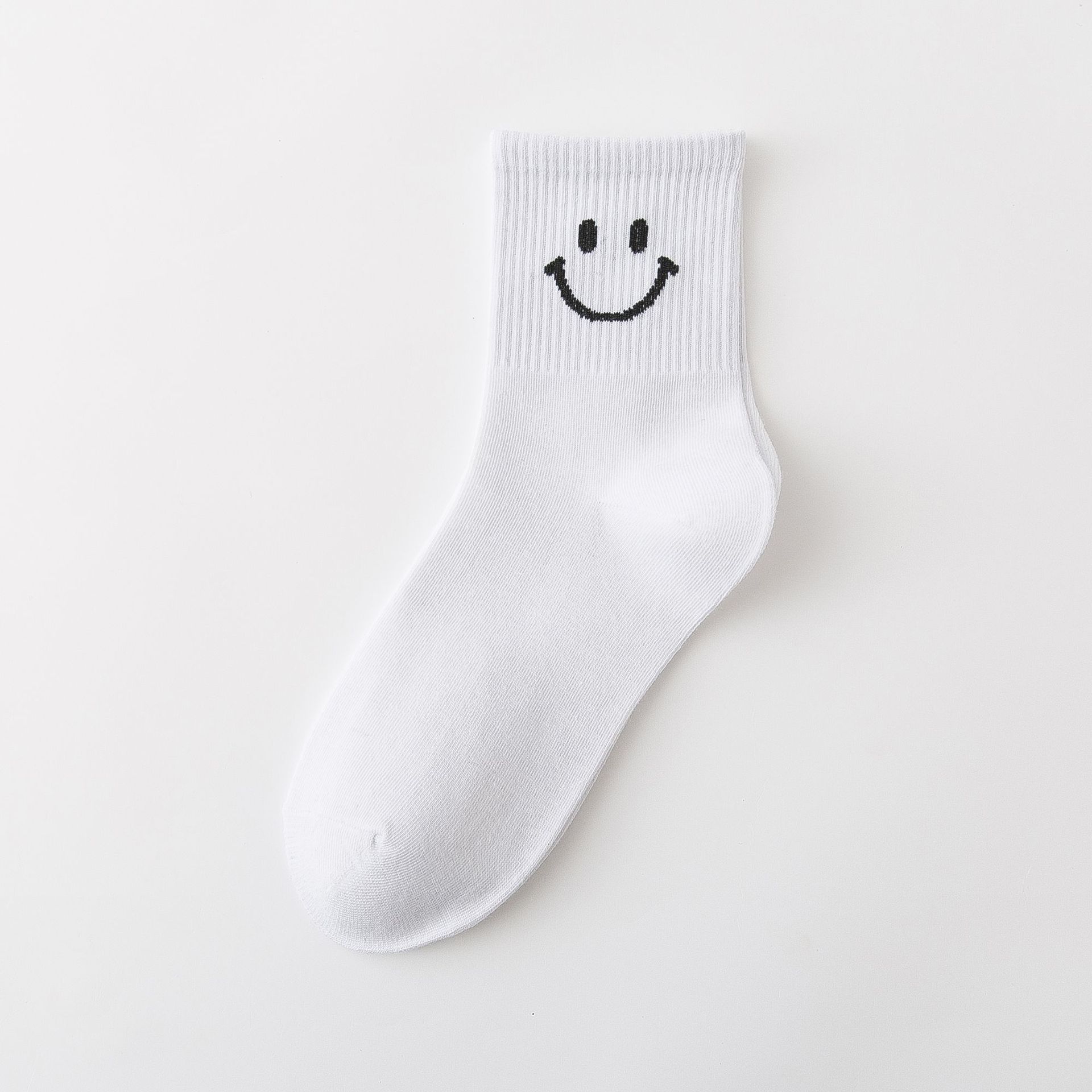 Meias Meia-Canela de Algodão com Carinhas Sorridentes
