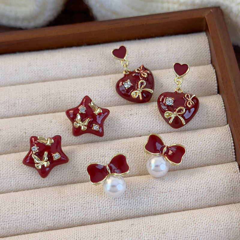 하트 리본 귀걸이