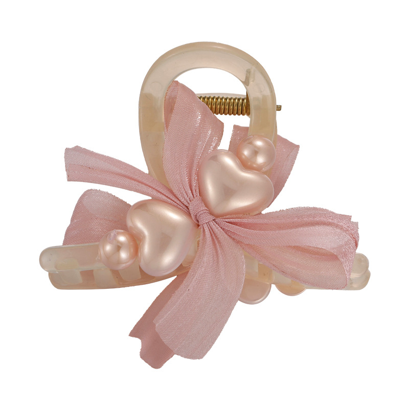 Зажим Коготь Сердце Жемчуг Бант