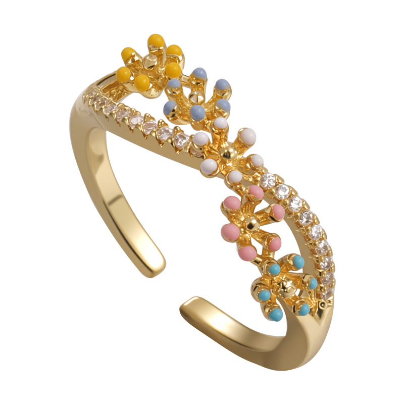 Cross Open Flower Ring