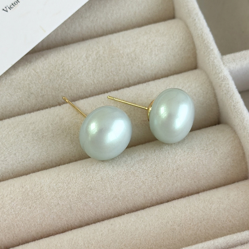 أقراط لؤلؤية خضراء نعناعية هندسية