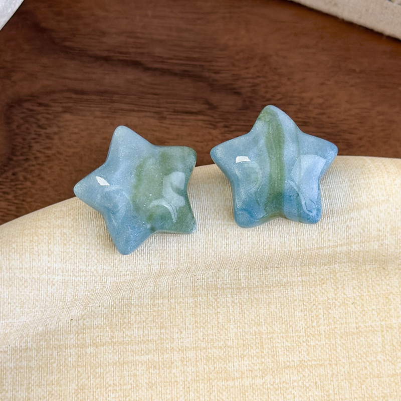 컬러풀 마블 글리터 웨이브 스타 스터드 귀걸이