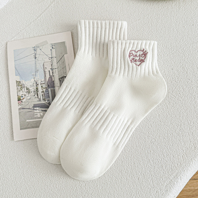 Broderade Hjärta Crew Strumpor