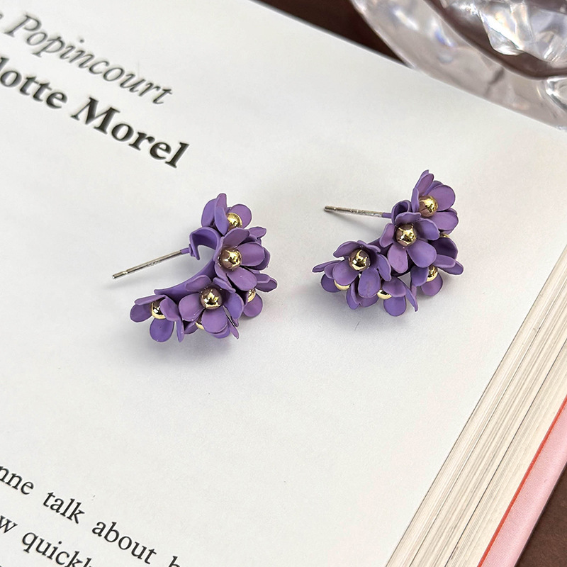 기하학 플라워 하트 귀걸이