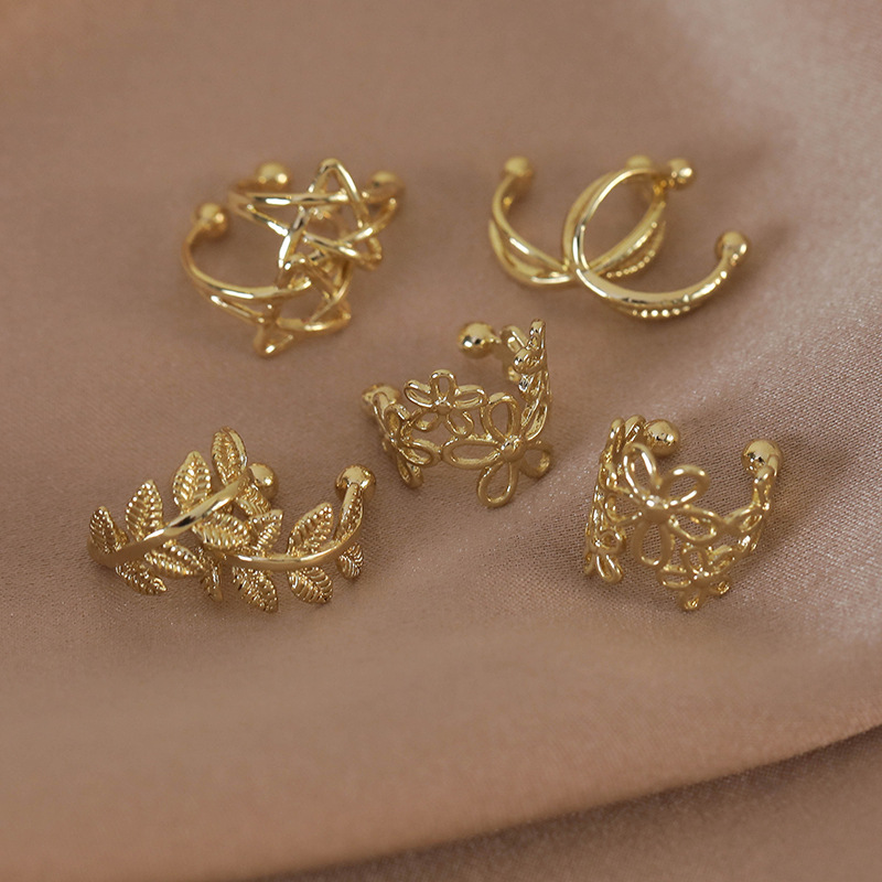 Leaf and Flower Ear Cuffs