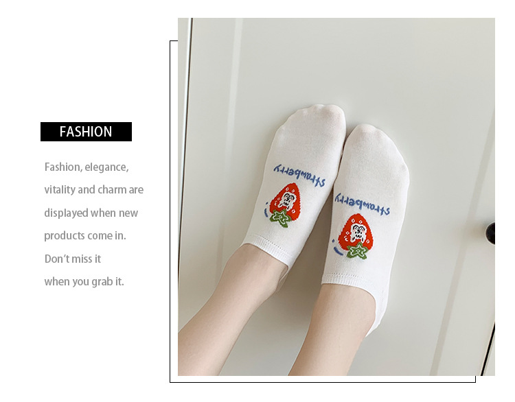 과일 패턴 여성용 발목 양말