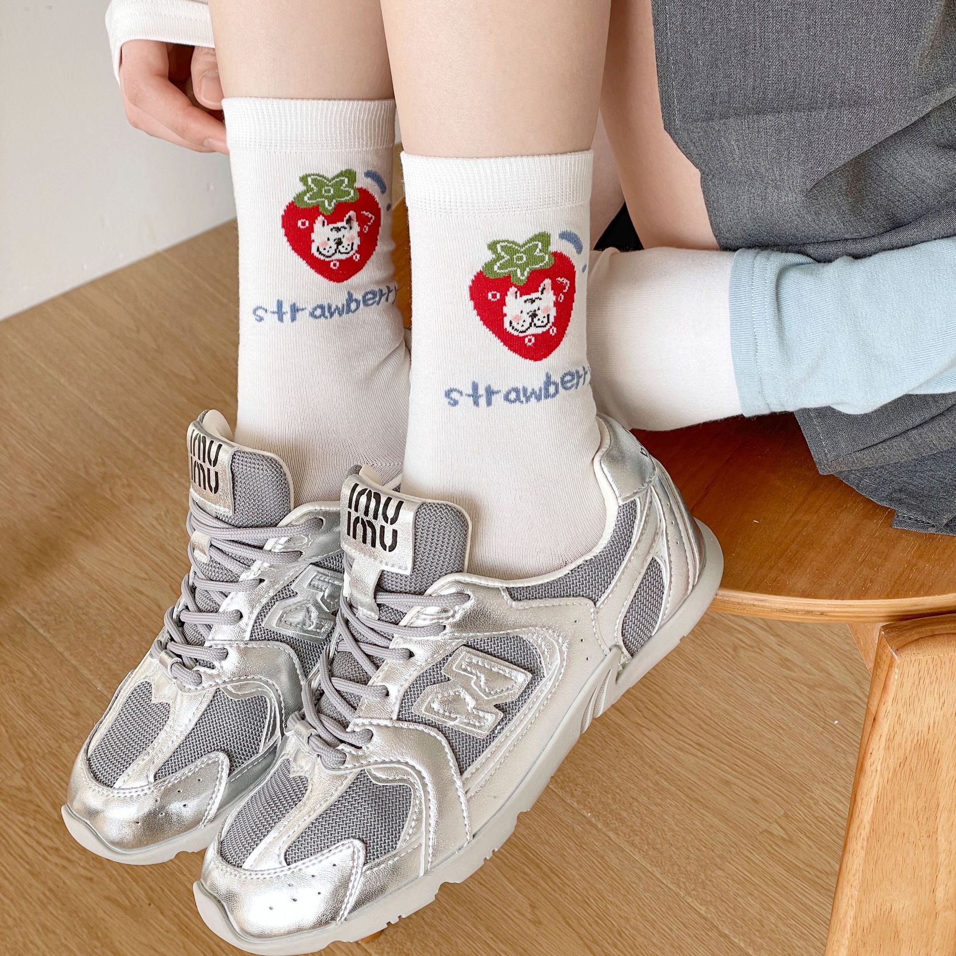 Meias com Estampa de Morango