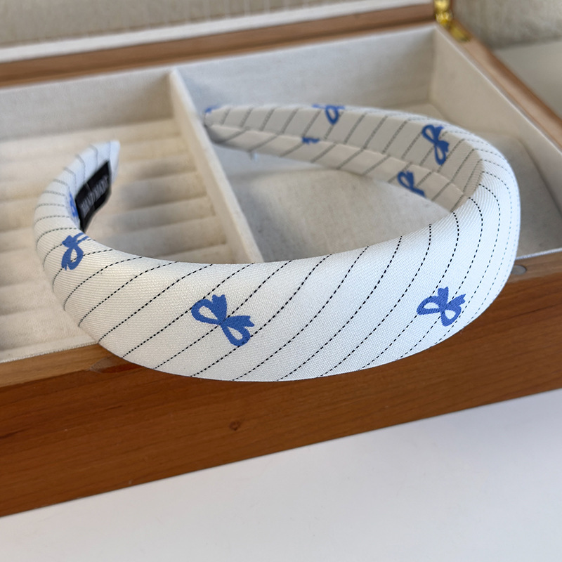 Diadema con Lazo de Cuadros Azules