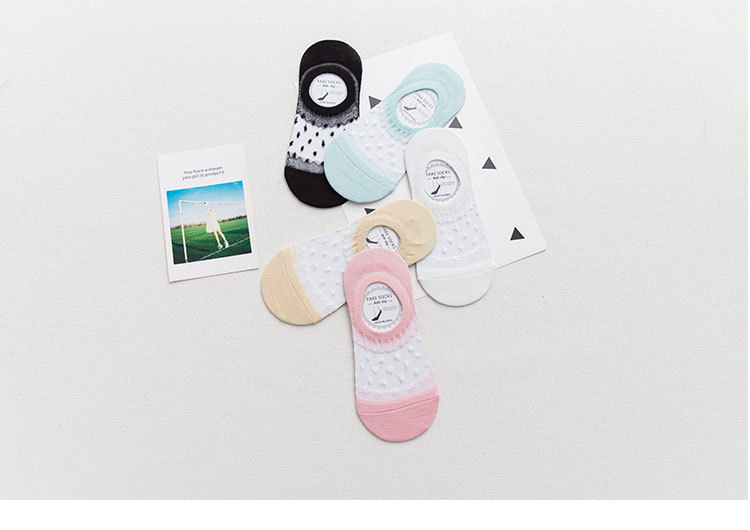 ถุงเท้าไม่โผล่ลายเมชผ้าลายลูกไม้