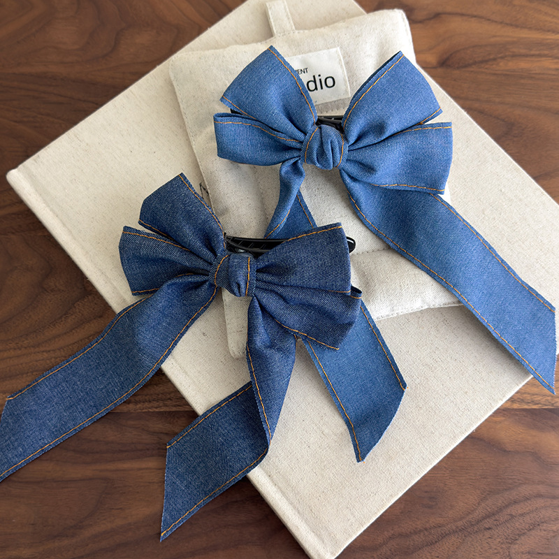 デニムボウリボンヘアクリップ