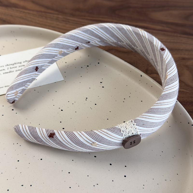 Färgglada Randiga Spetsstoff Hårband och Hårsnoddar