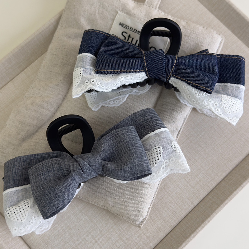 Agrafă de Păr cu Aplică Denim Franceză