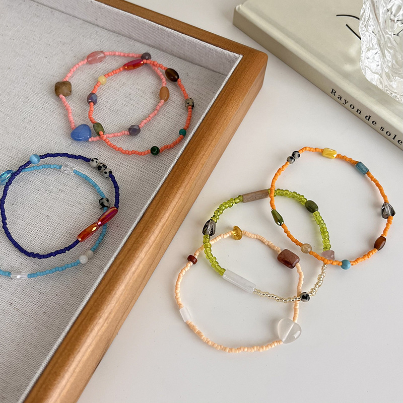 Κινέζικο Βραχιόλι με Πέτρες και Χάντρες Ρυζιού