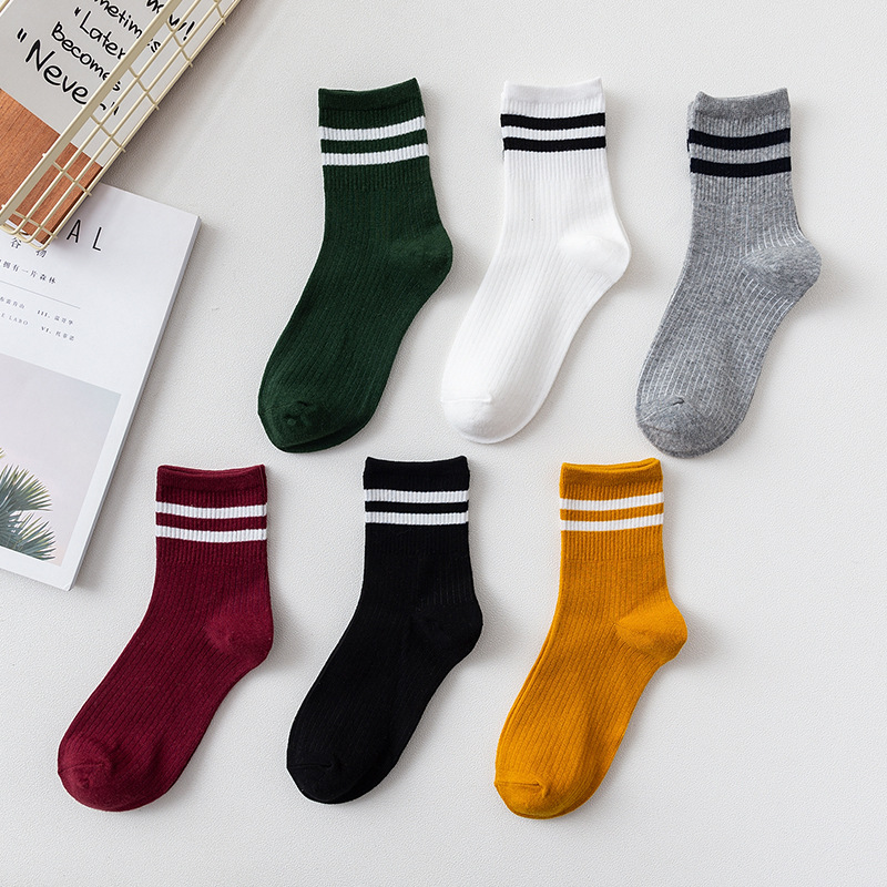 Женские Ребристые Носки с Двумя Полосками