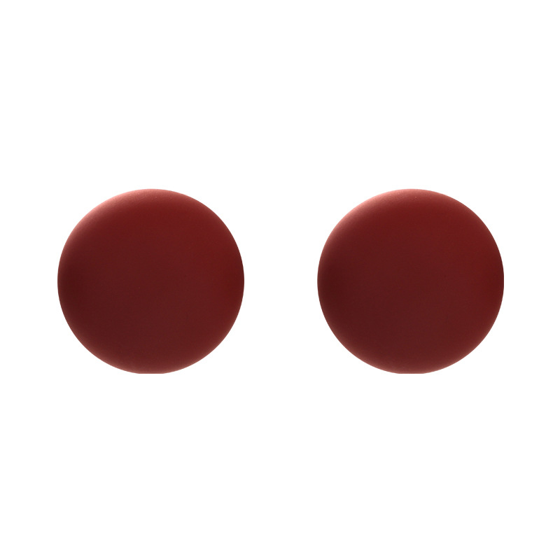 레드 매트 기하학 진주 귀걸이 스터드