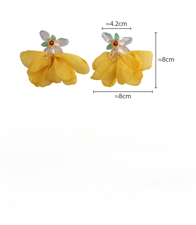 노란 패브릭 플라워 귀걸이