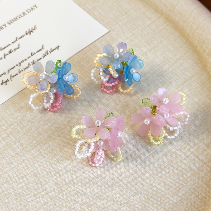 컬러풀 비즈 플라워 귀걸이