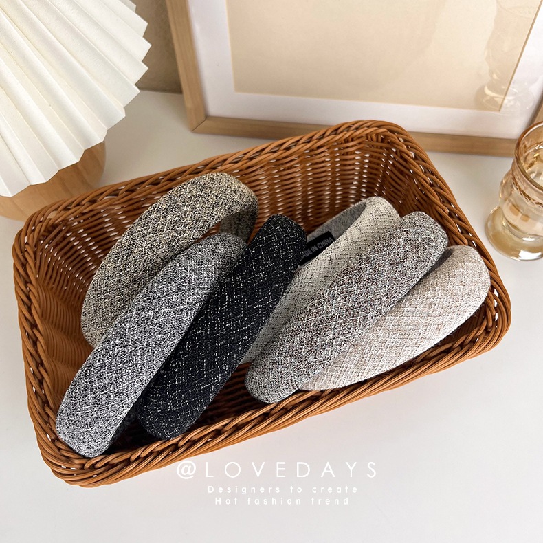 Bandă de Păr Vintage Tweed în Carouri