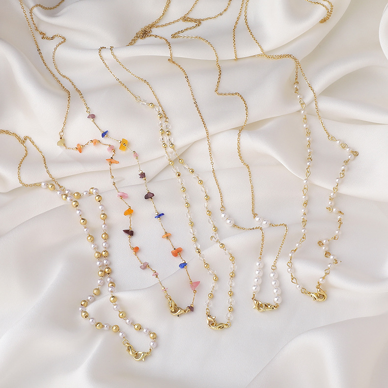 Ланцюжок для окулярів з перлами та кристалами