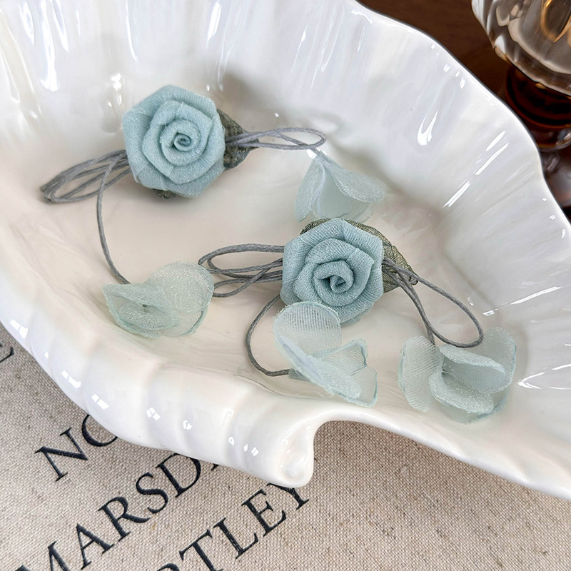 Vintage Růžové Květinové Náušnice