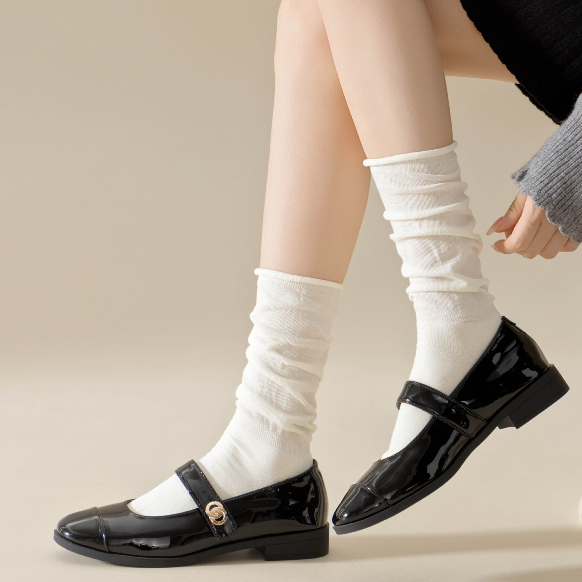 Meias Descaídas de Algodão Sem Costura