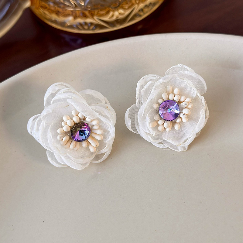 메쉬 플라워 이어링