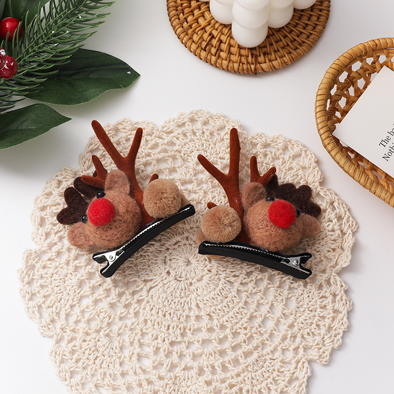 Agrafă și Bandă de Păr cu Reni de Crăciun