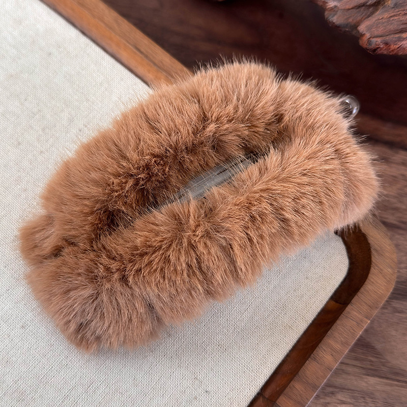 Sztuczne Futro Skręt Wsuwka do Włosów z Drukiem Lamparta