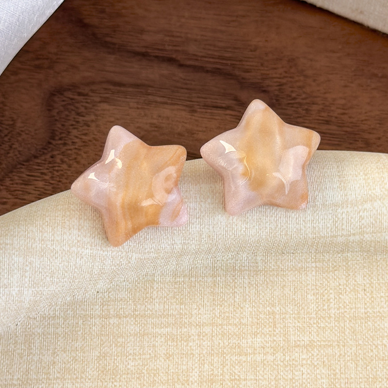 컬러풀 마블 글리터 웨이브 스타 스터드 귀걸이