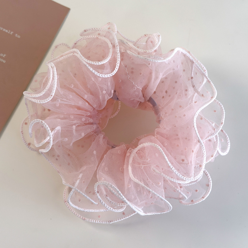 Siateczkowe Gumki do Włosów w Kropki z Falbankami