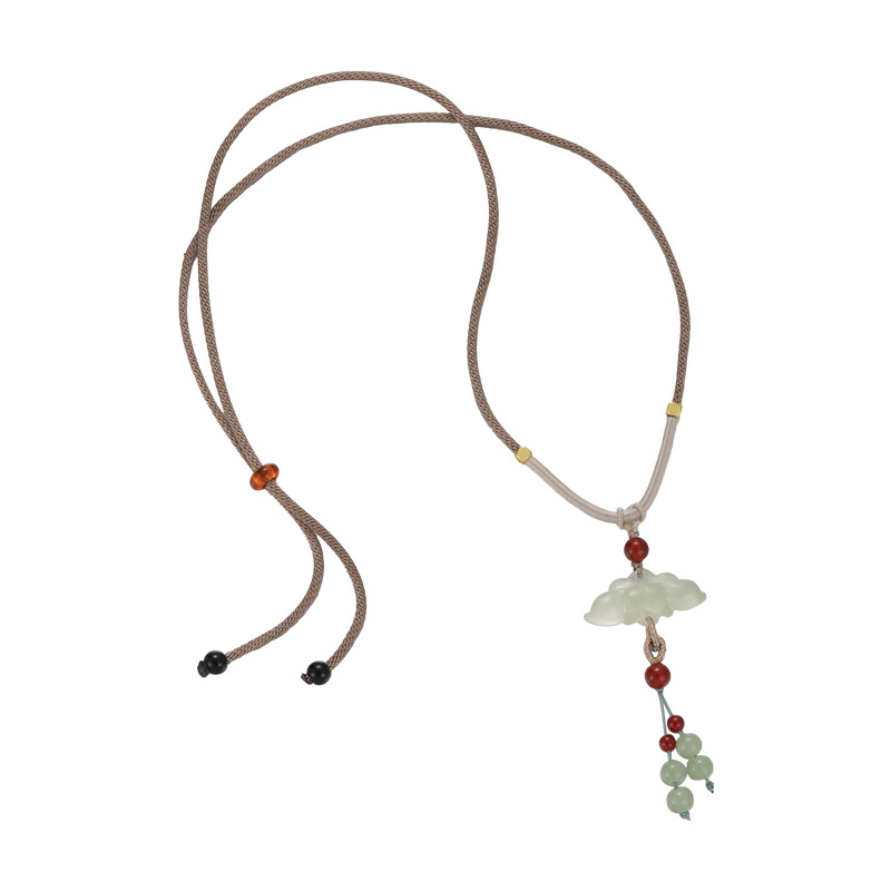 Lotus Pendant Braided Cord Necklace