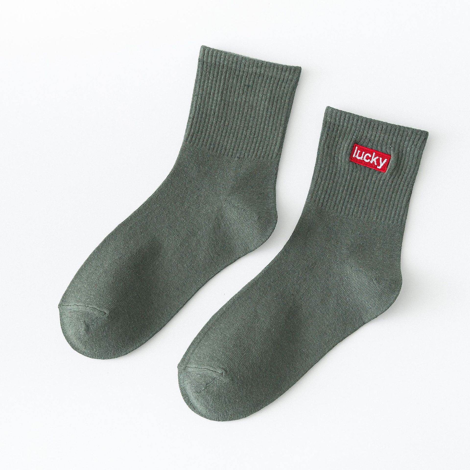 Meias Mid-Calf Bordadas com Letras