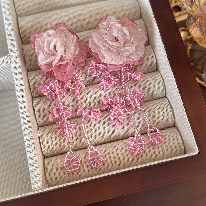 메쉬 플라워 이어링