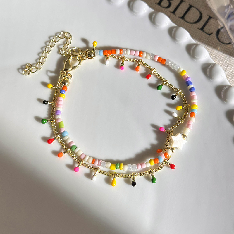 Διπλό στρώμα γυναικεία βραχιόλι με χάντρες