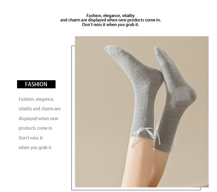 Meias Mid-Calf com Laço