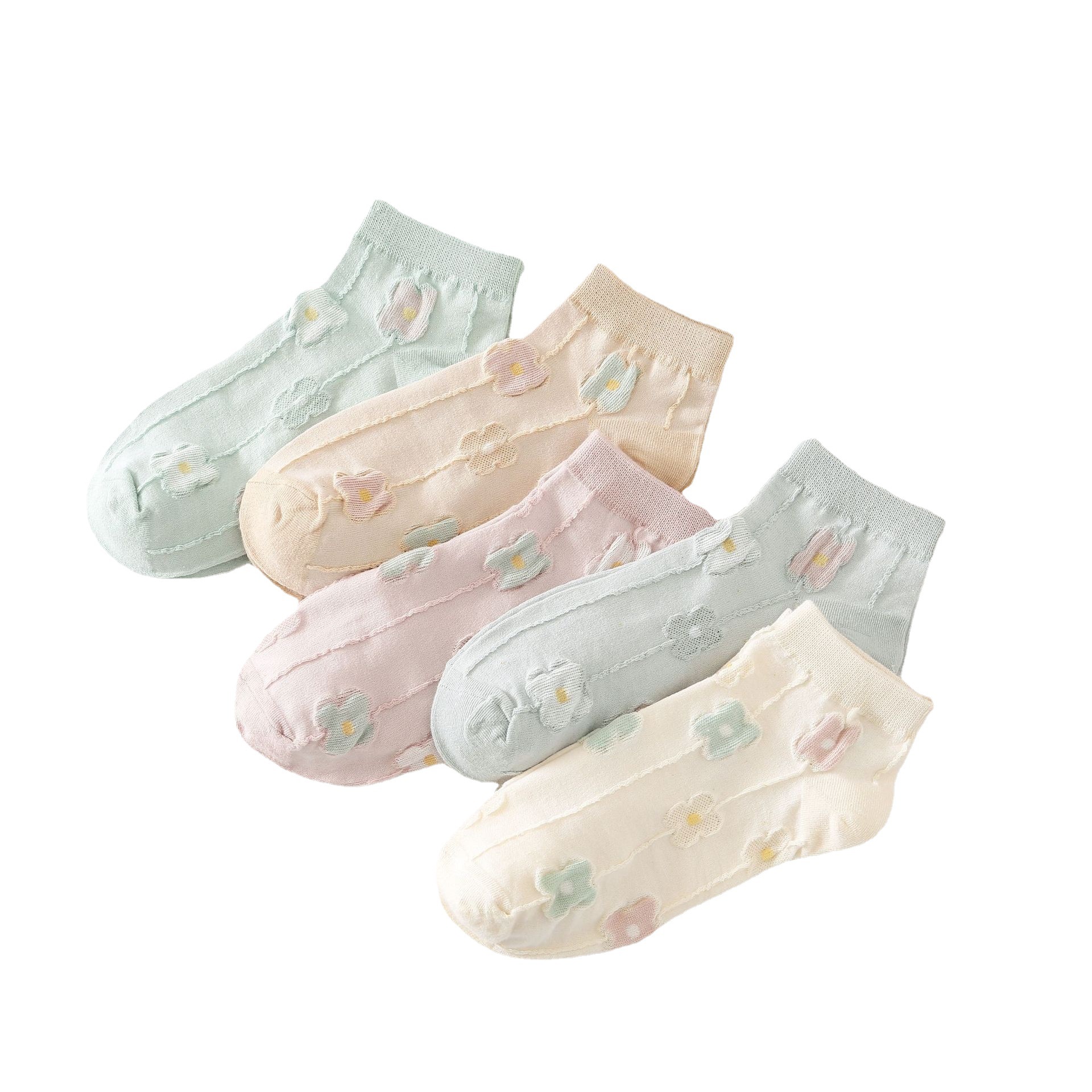 Kaus Kaki No-Show Wanita Motif Bunga