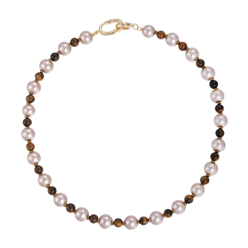 Retro Geometryczna Imitacja Perłowej Naszyjnik